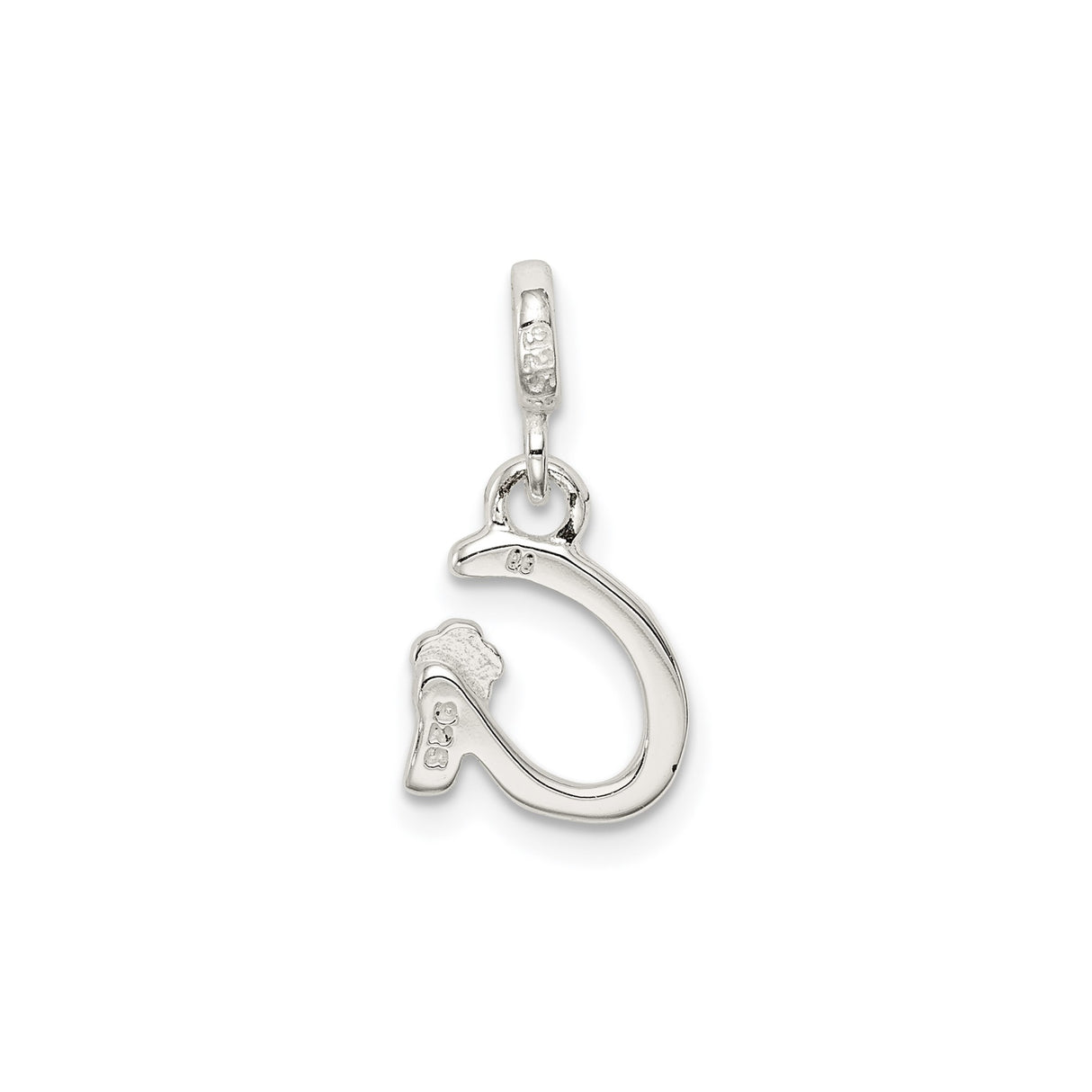 Sterling Silver Initial A Charm Pendant with Pink Enamel Flower Accent for Women and Girls