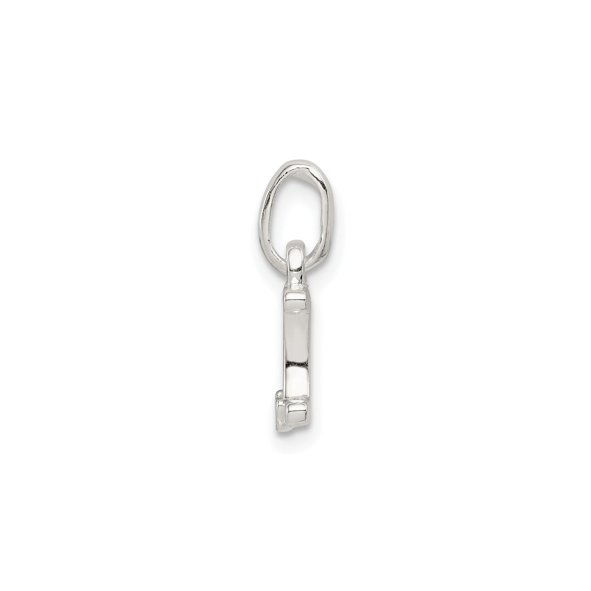 Sterling Silver Letter I Pendant with Pink Enamel Flower, Script Initial Charm for Women