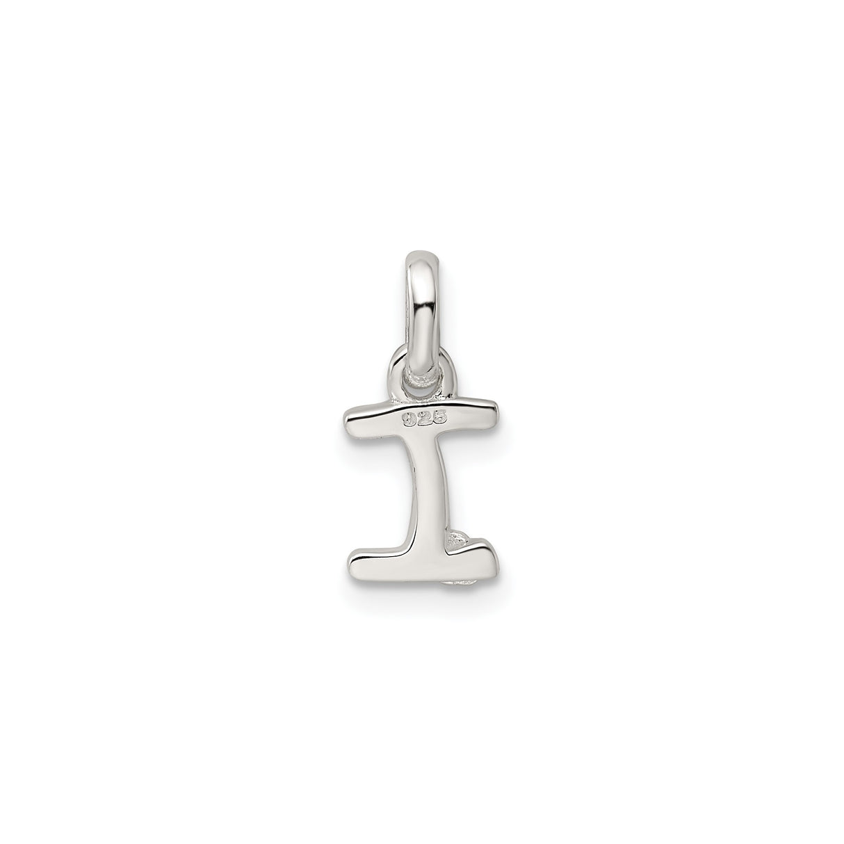 Sterling Silver Letter I Pendant with Pink Enamel Flower, Script Initial Charm for Women