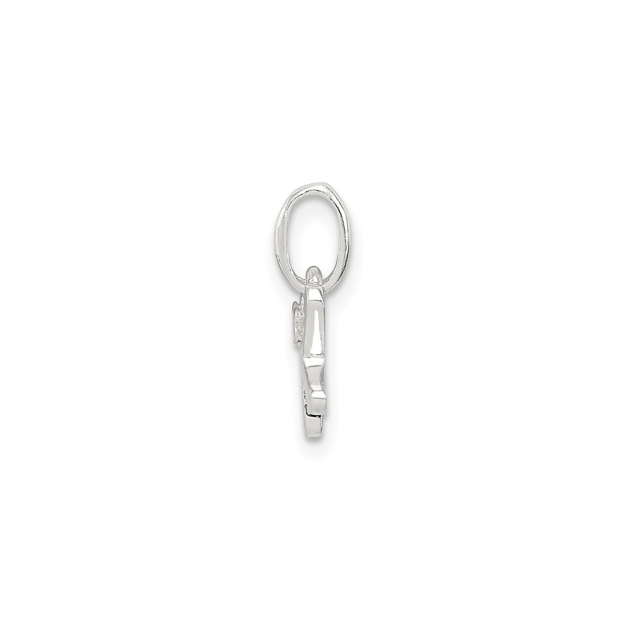 Sterling Silver Initial K Pendant with Pink Enamel Flower, Script Style for Women or Girls