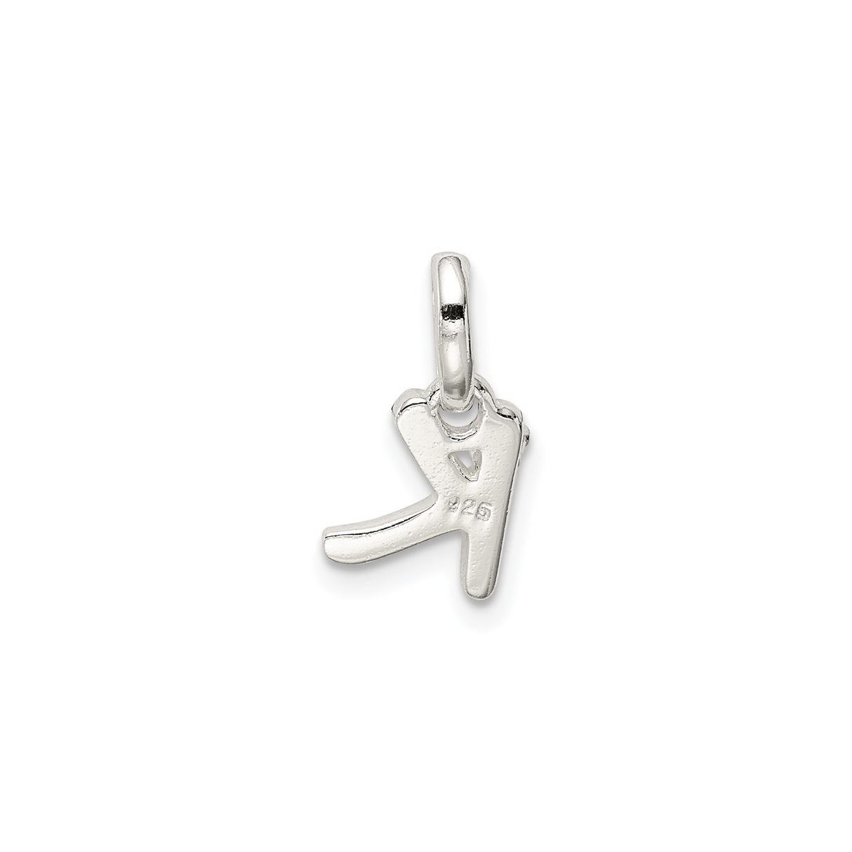 Sterling Silver Initial K Pendant with Pink Enamel Flower, Script Style for Women or Girls