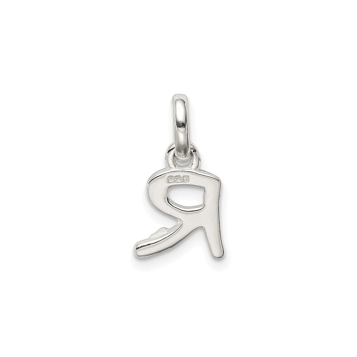Sterling Silver Initial Pendant with Pink Enamel Flower Accent, Letter R Charm for Girls or Women