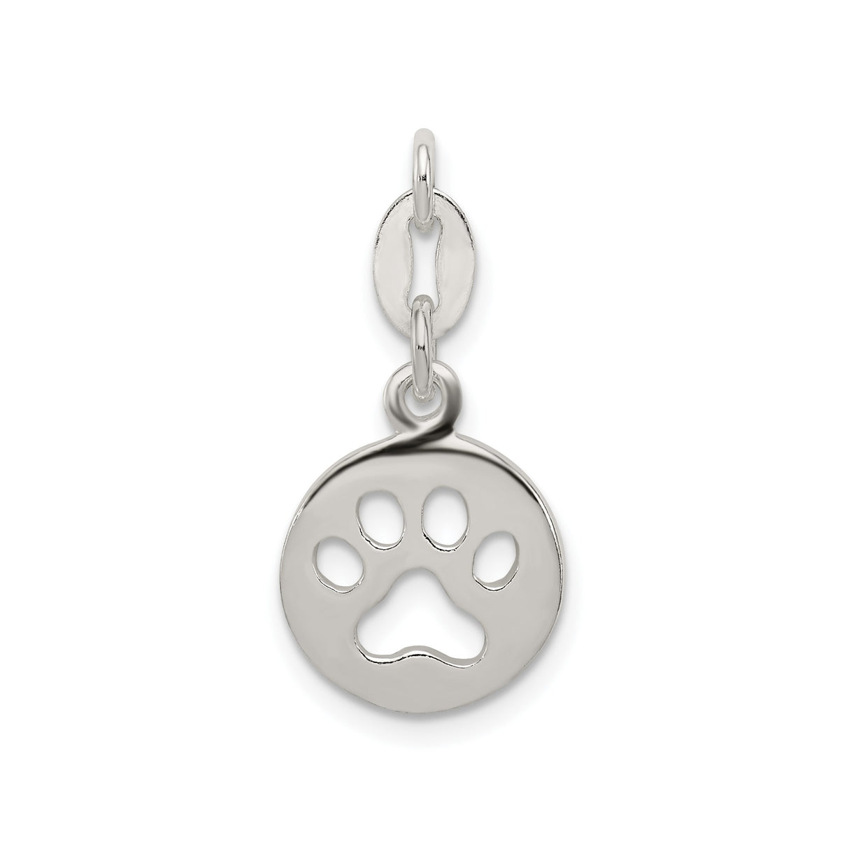 Sterling Silver Paw Print Pendant Charm, Cutout Animal Design for Dog and Cat Lovers