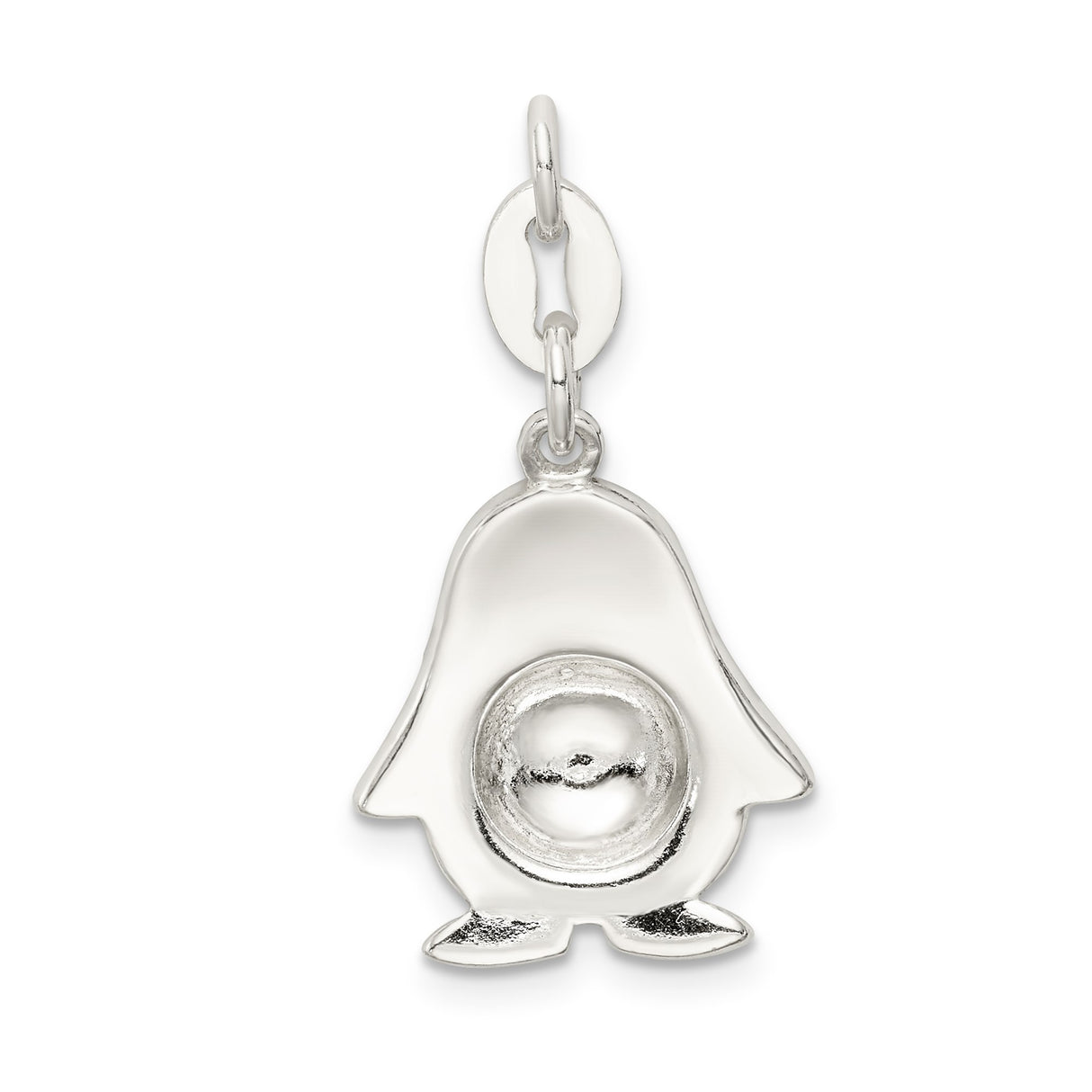 Sterling Silver Penguin Charm Pendant with Black, White, and Orange Enamel Detailing