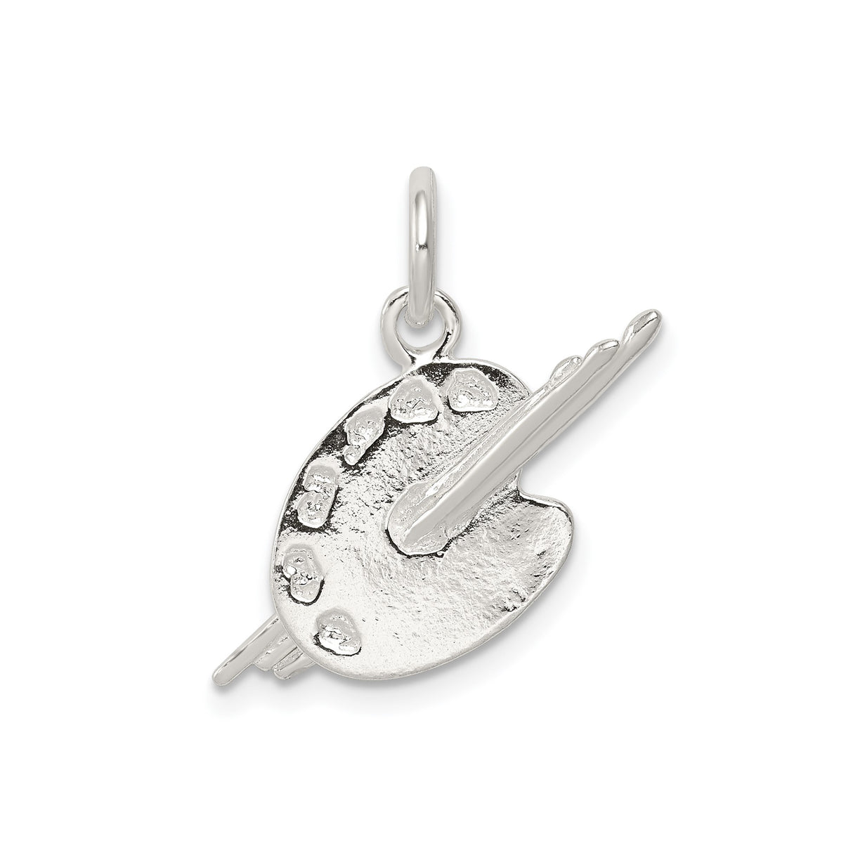 Sterling Silver Artist Palette Pendant with Paintbrush Detail, Creative Art Jewelry Charm