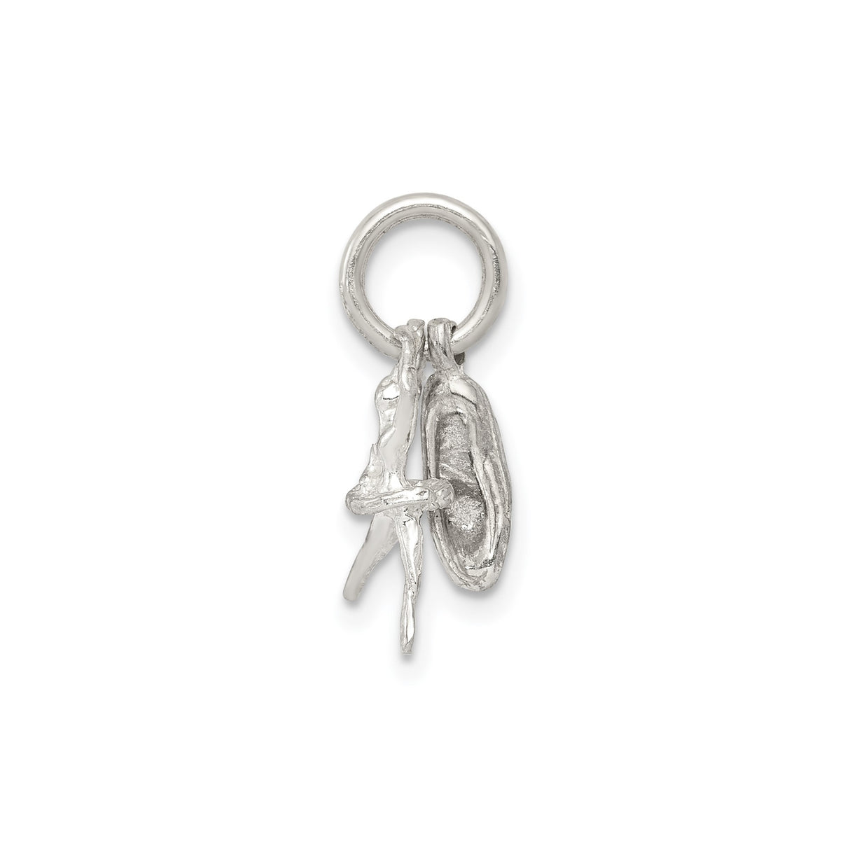 Sterling Silver Ballerina Charm Pendant with Pointe Shoes, Graceful Ballet Silhouette