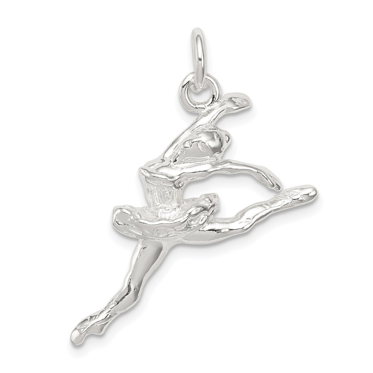 Sterling Silver Ballerina Pendant Featuring Dancer in Mid-Leap, Ballet Charm for Women or Girls