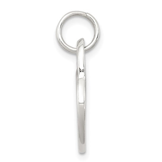 Polished MOM Heart Charm Pendant in Real 925 Sterling Silver