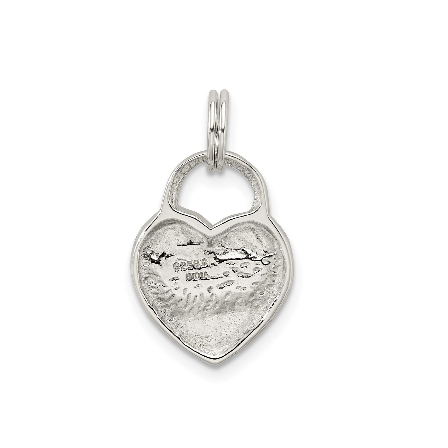 Polished MOM Heart Charm Pendant in Real 925 Sterling Silver