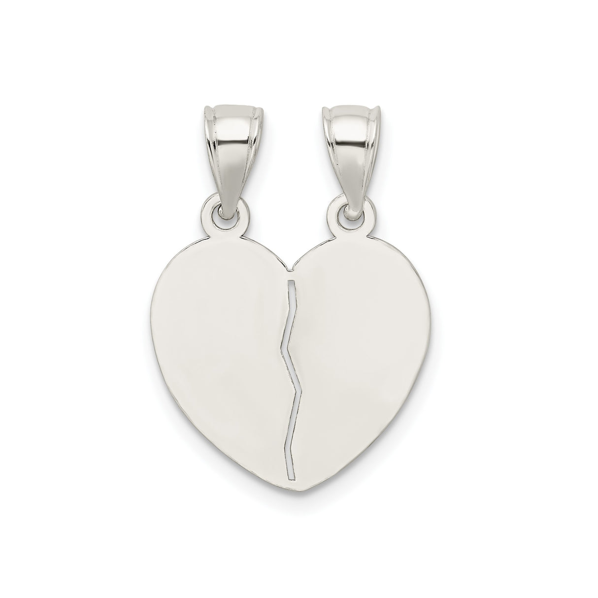 Sterling Silver Split Heart Pendant Set, I Love You Romantic Jewelry for Couples and Long Distance
