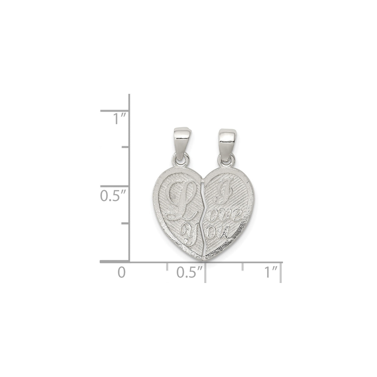 Sterling Silver Split Heart Pendant Set, I Love You Romantic Jewelry for Couples and Long Distance
