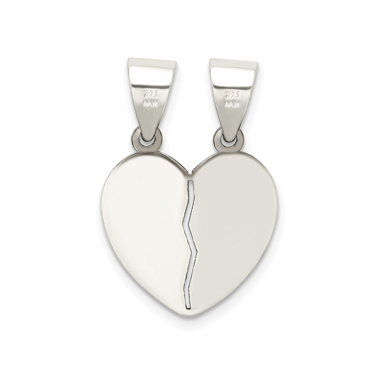 Sterling Silver Heart Shaped Breakable Pendant with I Love You Message, Couple Charm Jewelry