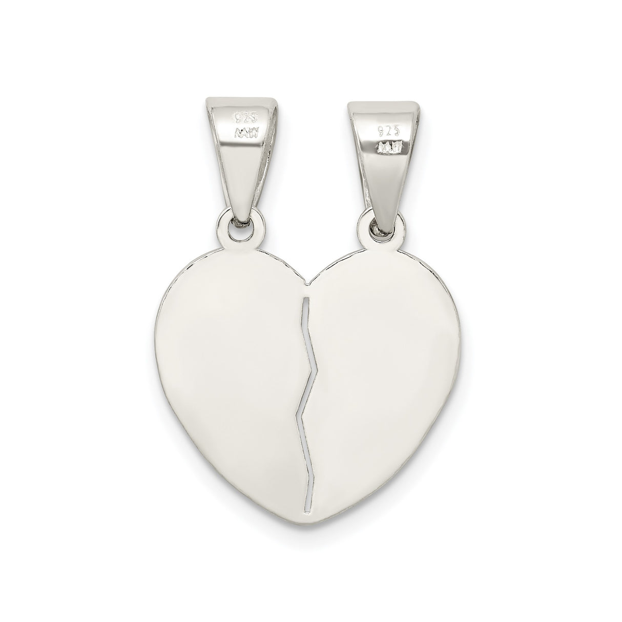 Sterling Silver Break Apart Heart Pendant with Te Amo Engraving, Romantic Couple Jewelry