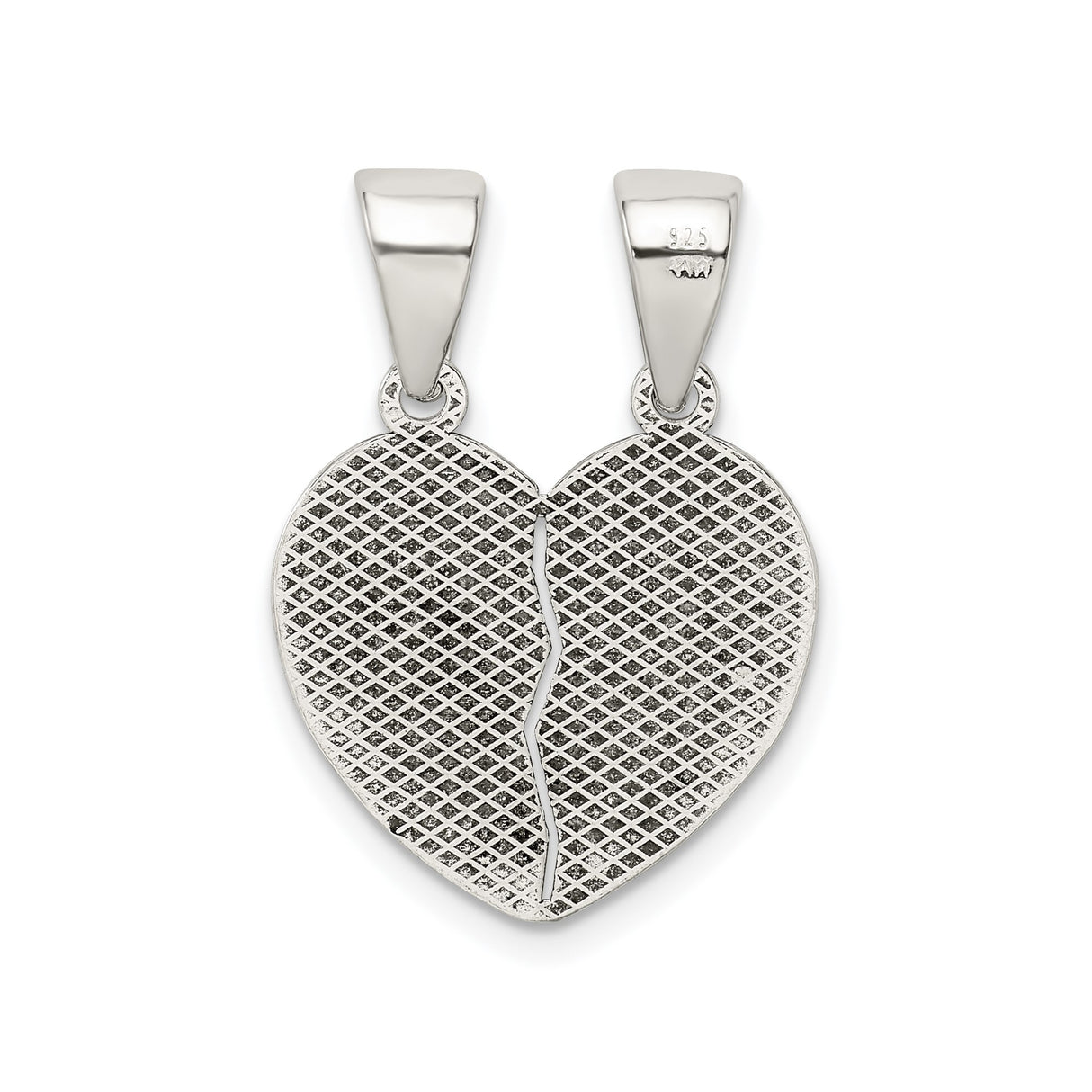 Sterling Silver Heart Pendant Set with Breakable Te Amo Design for Couples