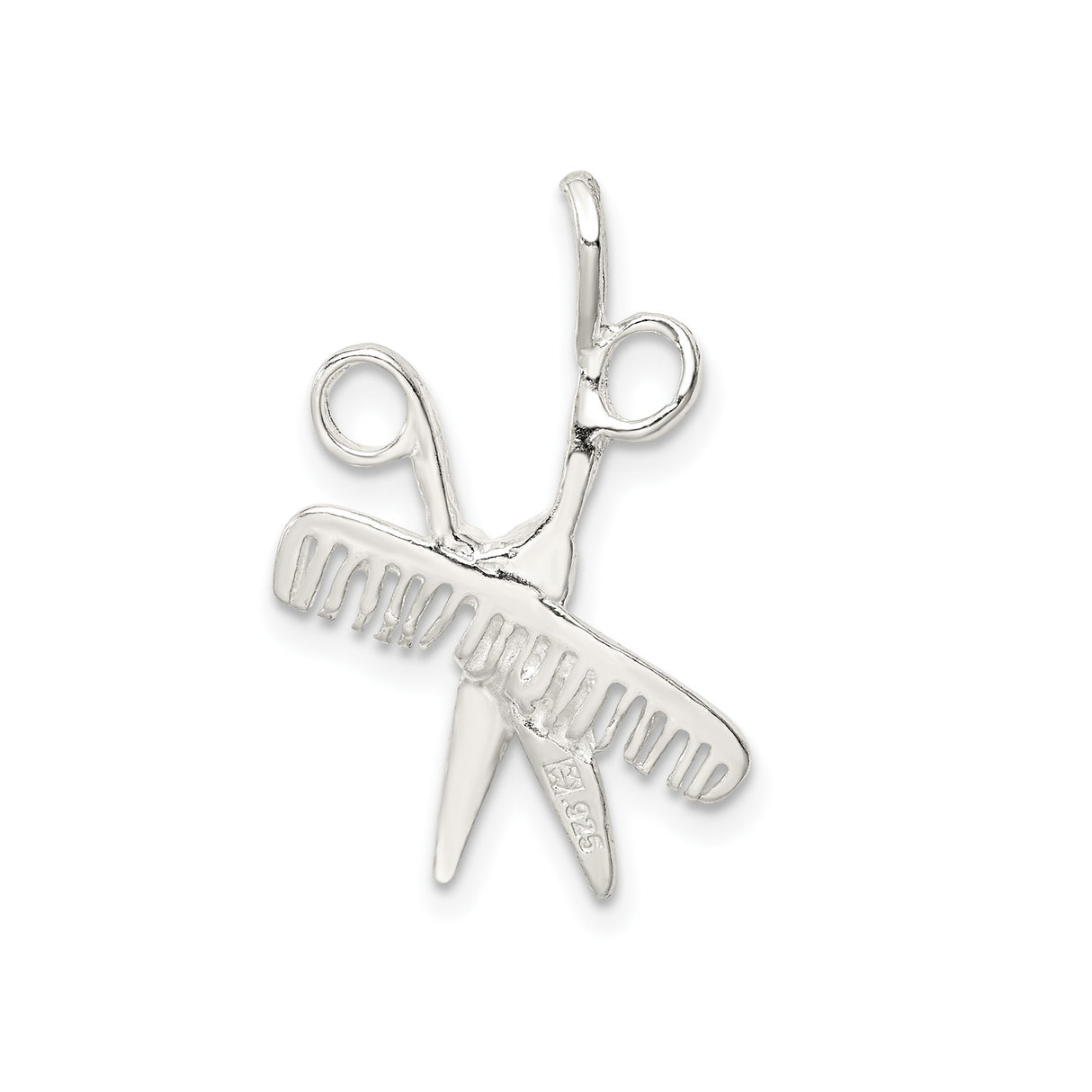 Sterling Silver Pendant with Scissors and Comb Charm, Hair Stylist Jewelry