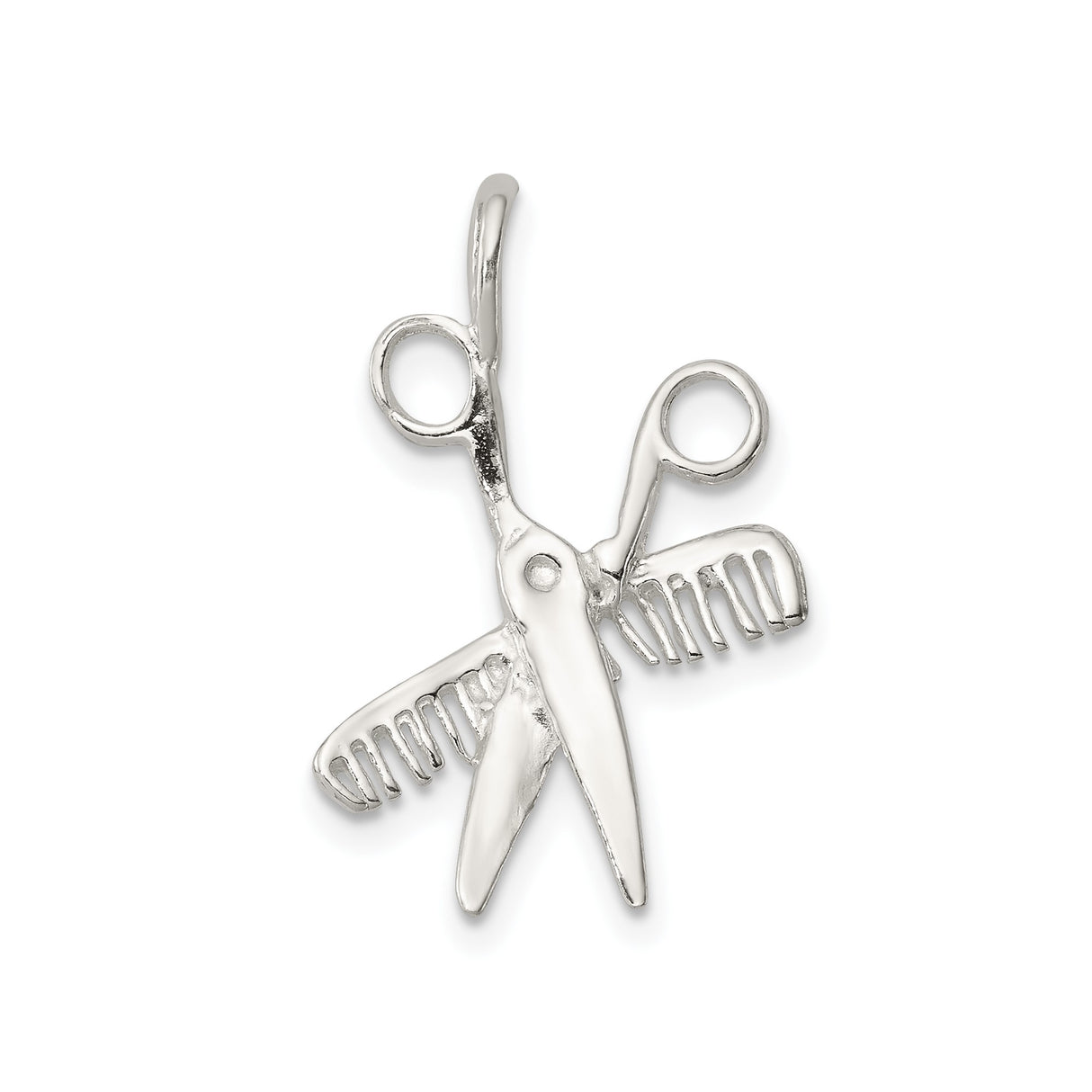 Sterling Silver Pendant with Scissors and Comb Charm, Hair Stylist Jewelry