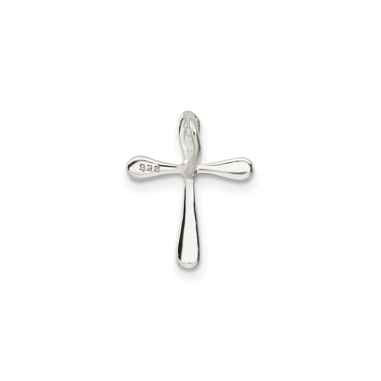 Sterling Silver Cross Pendant with Diamond Accent, Minimalist Tapered Design