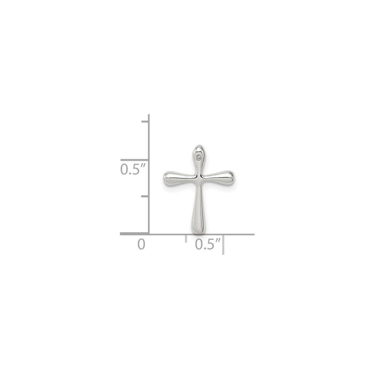 Sterling Silver Cross Pendant with Diamond Accent, Minimalist Tapered Design