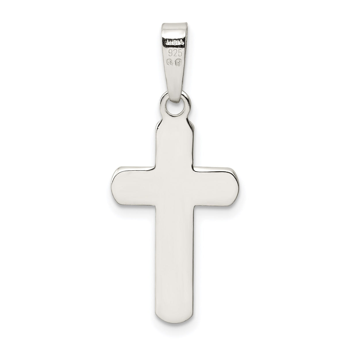 Sterling Silver Cross Pendant with Polished Beveled Edges, Minimalist Religious Design