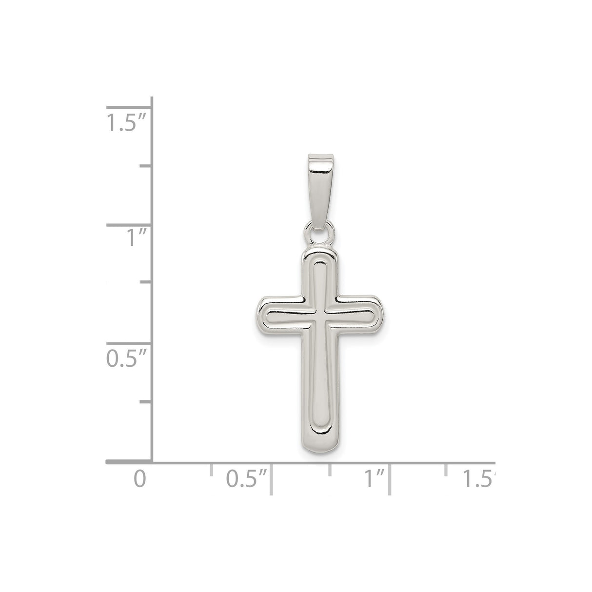 Sterling Silver Cross Pendant with Polished Beveled Edges, Minimalist Religious Design