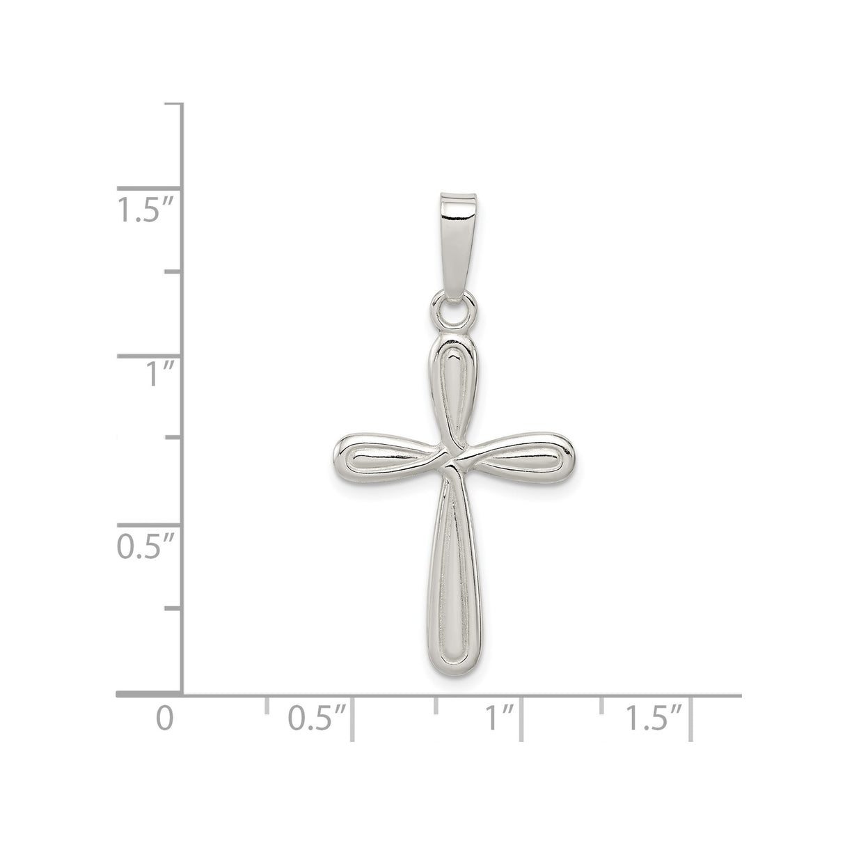 Sterling Silver Cross Pendant, Polished Religious Charm, Minimalist Spiritual Jewelry