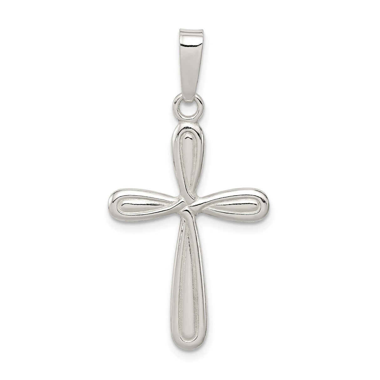 Sterling Silver Cross Pendant, Polished Religious Charm, Minimalist Spiritual Jewelry