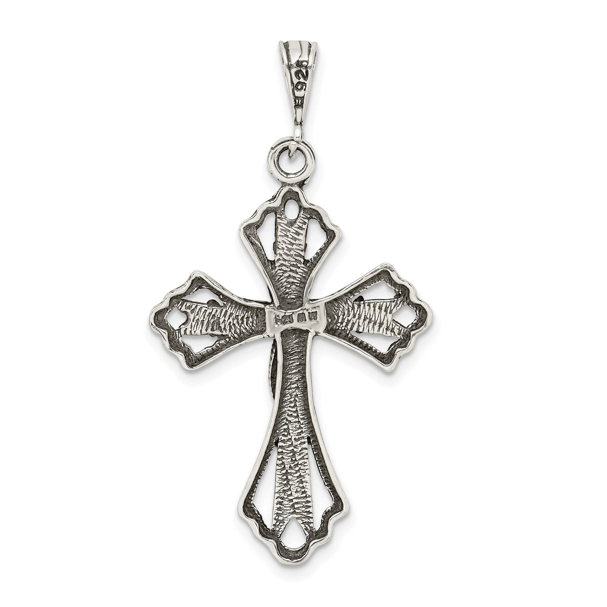 Sterling Silver Faith Pendant with Diamond Accent and Gothic Cross Design