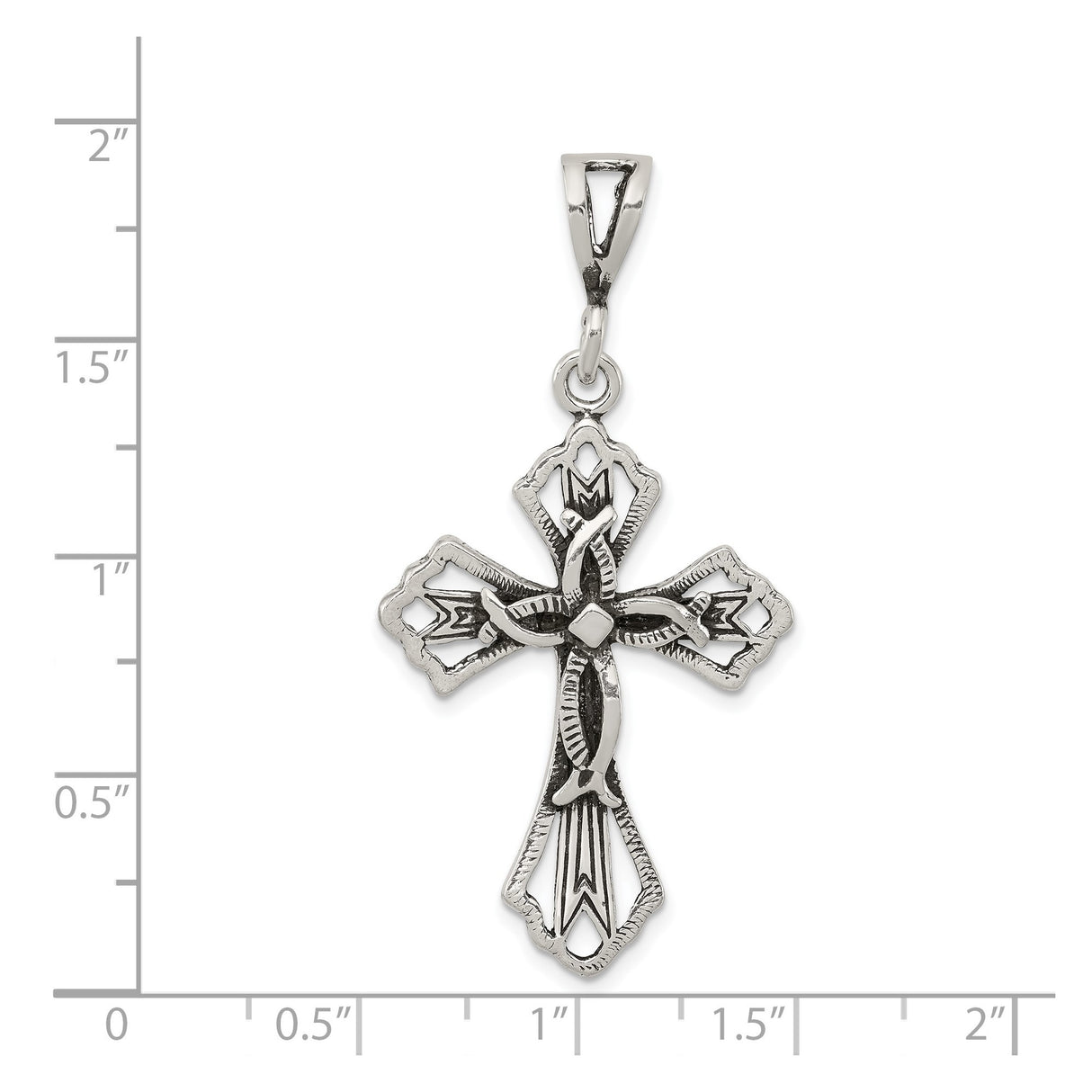 Sterling Silver Faith Pendant with Diamond Accent and Gothic Cross Design