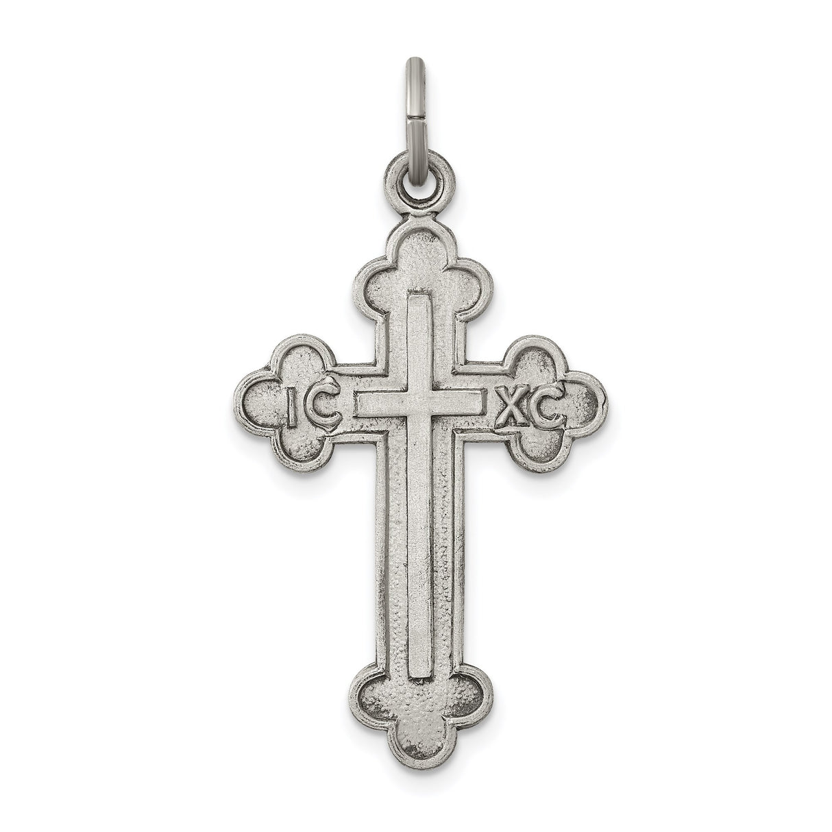Sterling Silver Cross Pendant with Brushed and Textured Antique Design for Men and Women