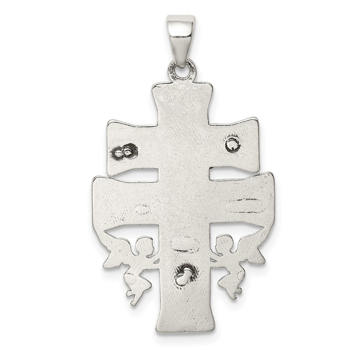 Sterling Silver Crucifix Cross Pendant with High Relief Jesus and Caravaca Style Details