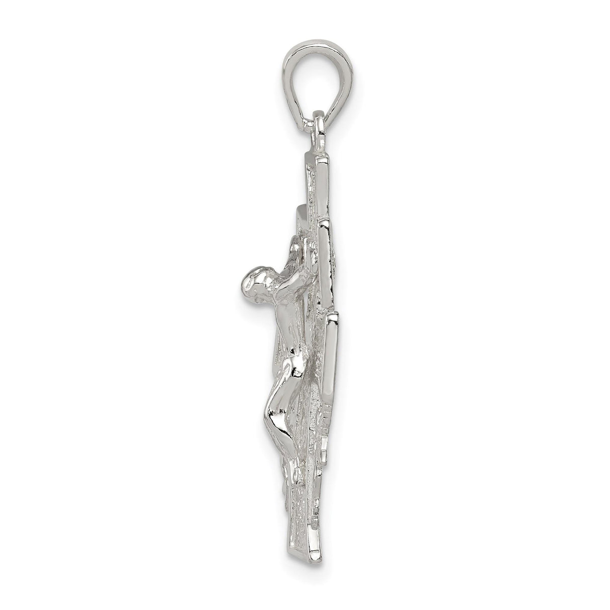 Sterling Silver Crucifix Cross Pendant with Layered Caravaca and Detailed Jesus Charm