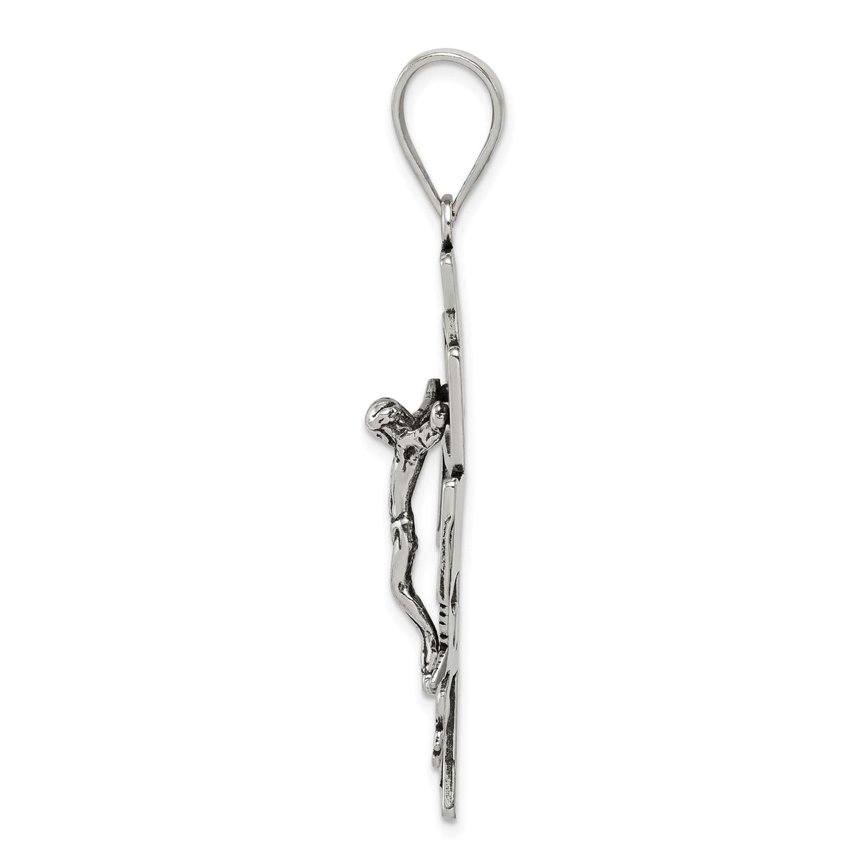 Sterling Silver Caravaca Crucifix Cross Pendant with Raised Relief Jesus and Angels