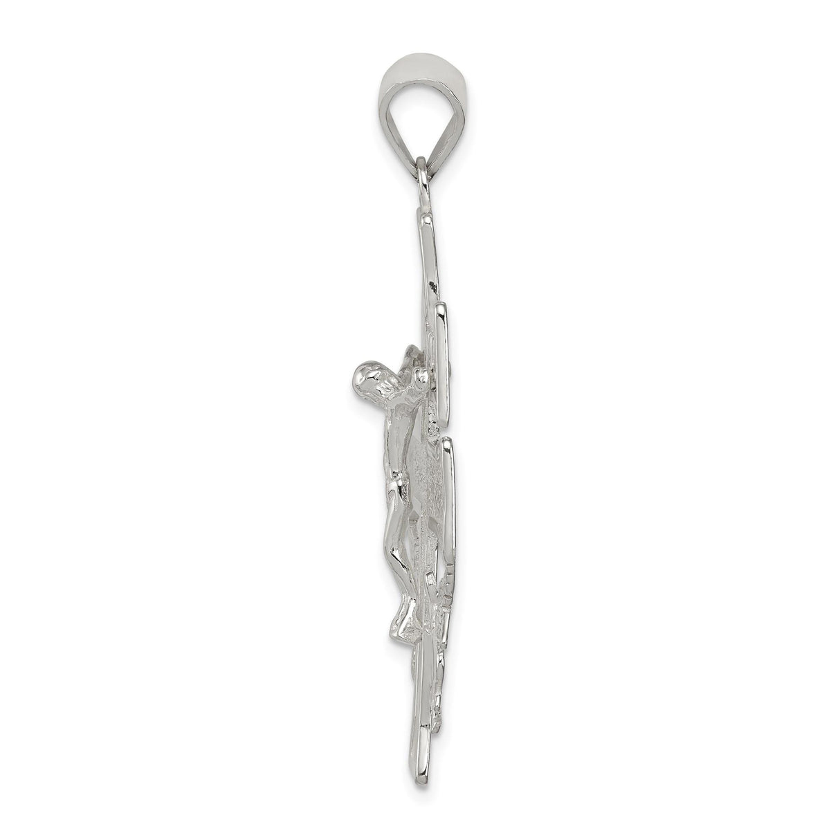 Sterling Silver Caravaca Crucifix Cross Pendant with Angel and INRI Detail