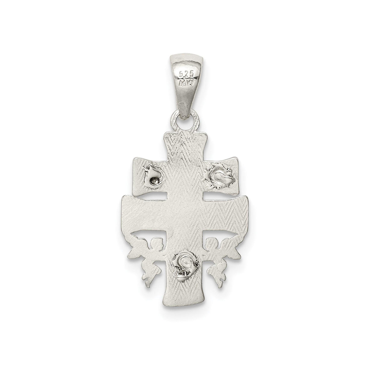 Sterling Silver Crucifix Cross Pendant with INRI Jesus, Angel Wings, and Beveled Edges