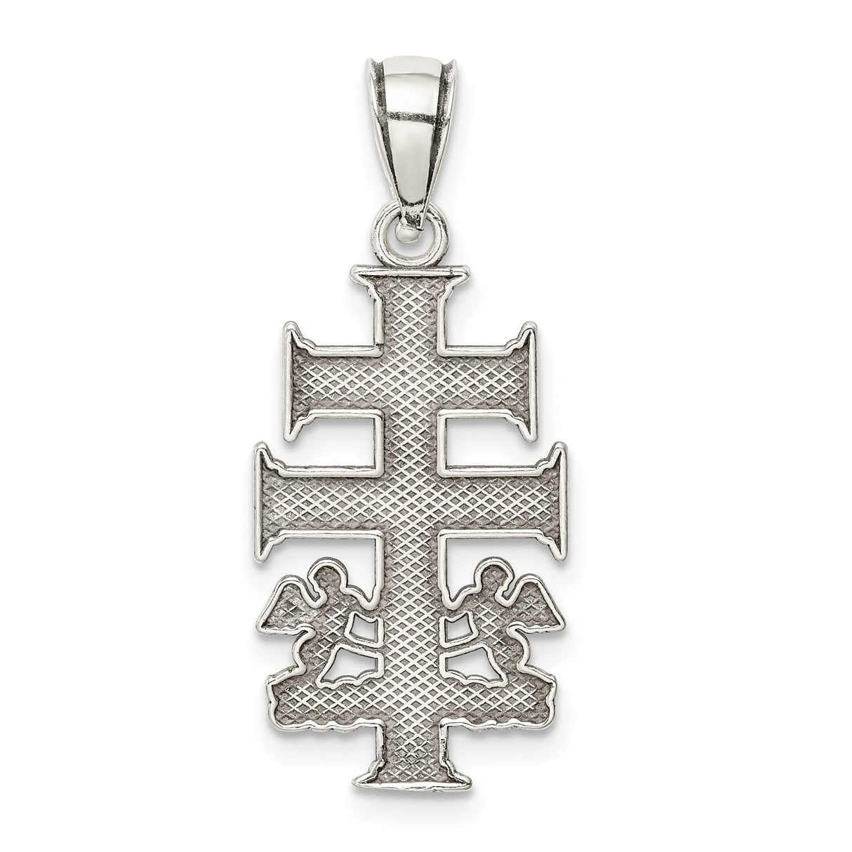 Sterling Silver Crucifix Pendant with Caravaca Double Cross and Angel Detail