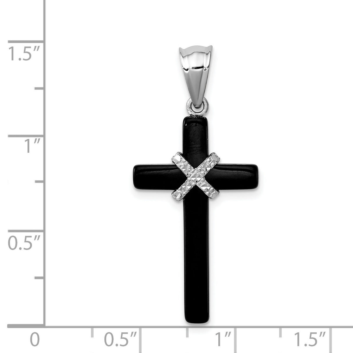 Sterling Silver Cross Pendant with Onyx, Modern Black and Gold Accents, Unisex Spiritual Jewelry