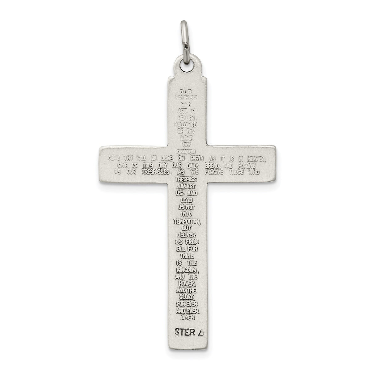 Sterling Silver Cross Pendant with Matte Satin Finish and Milled Border Religious Charm