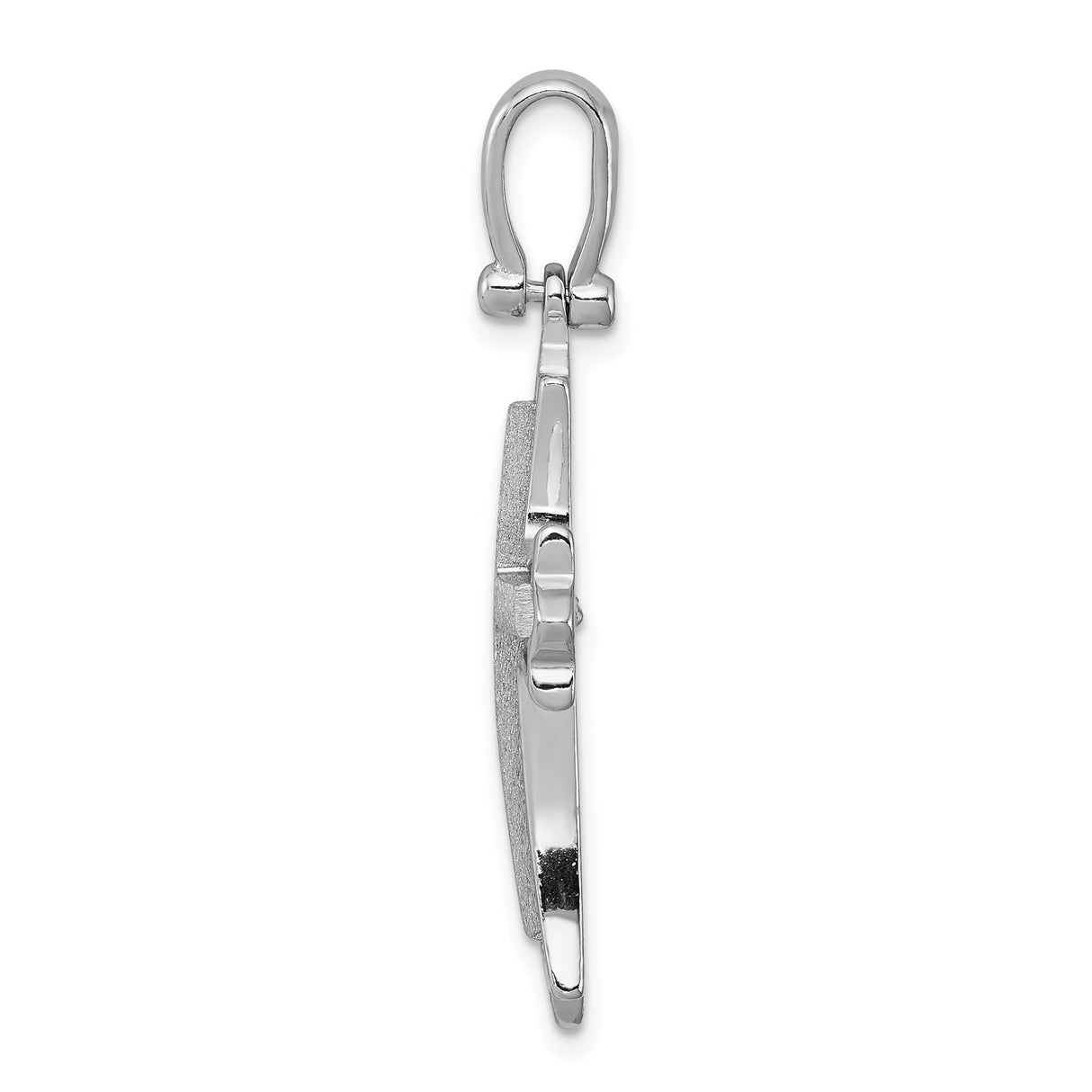 Sterling Silver Cross Pendant with Textured Brushed Finish, Modern Gothic Style Charm