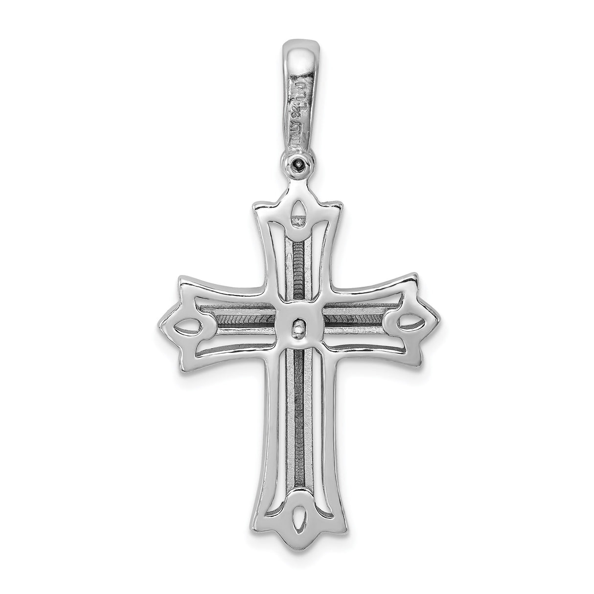 Sterling Silver Cross Pendant with Textured Brushed Finish, Modern Gothic Style Charm