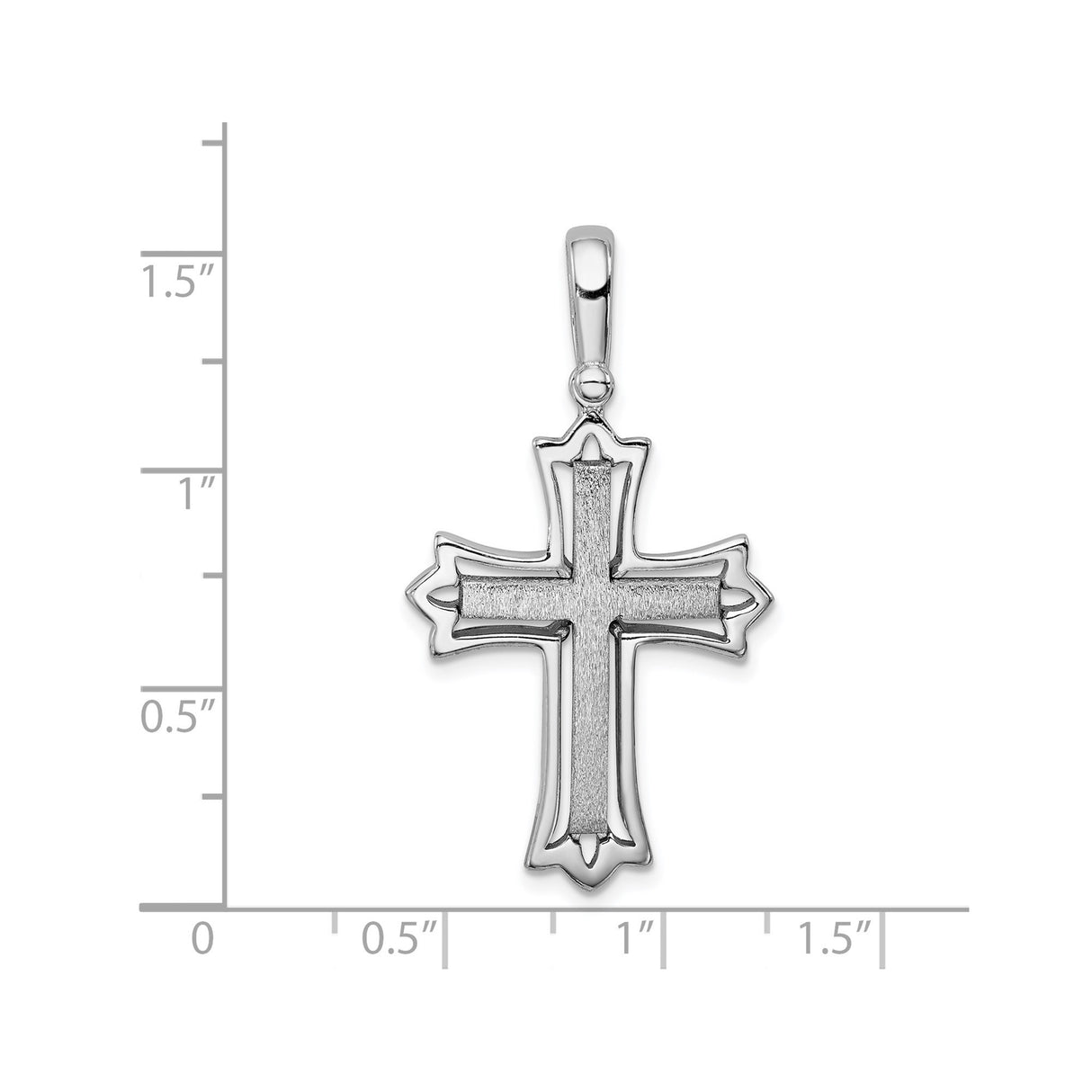 Sterling Silver Cross Pendant with Textured Brushed Finish, Modern Gothic Style Charm