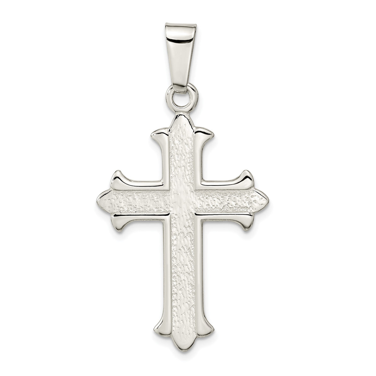 Sterling Silver Cross Pendant with Textured Matte Finish, Unisex Spiritual Jewelry