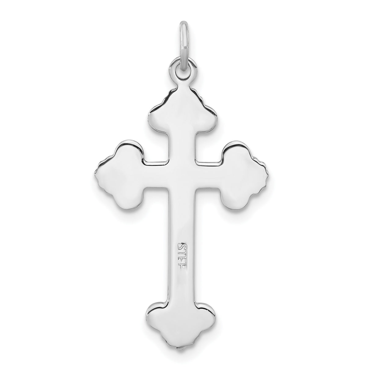 Sterling Silver Cross Pendant with Fleur-de-Lis Detailing and Hammered Texture