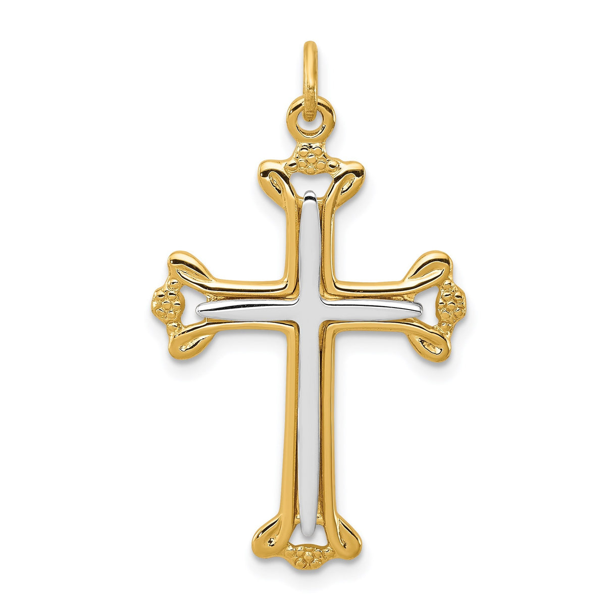 Sterling Silver Cross Pendant in Dual Tone Gold and Silver with Ornate Faith-Inspired Design