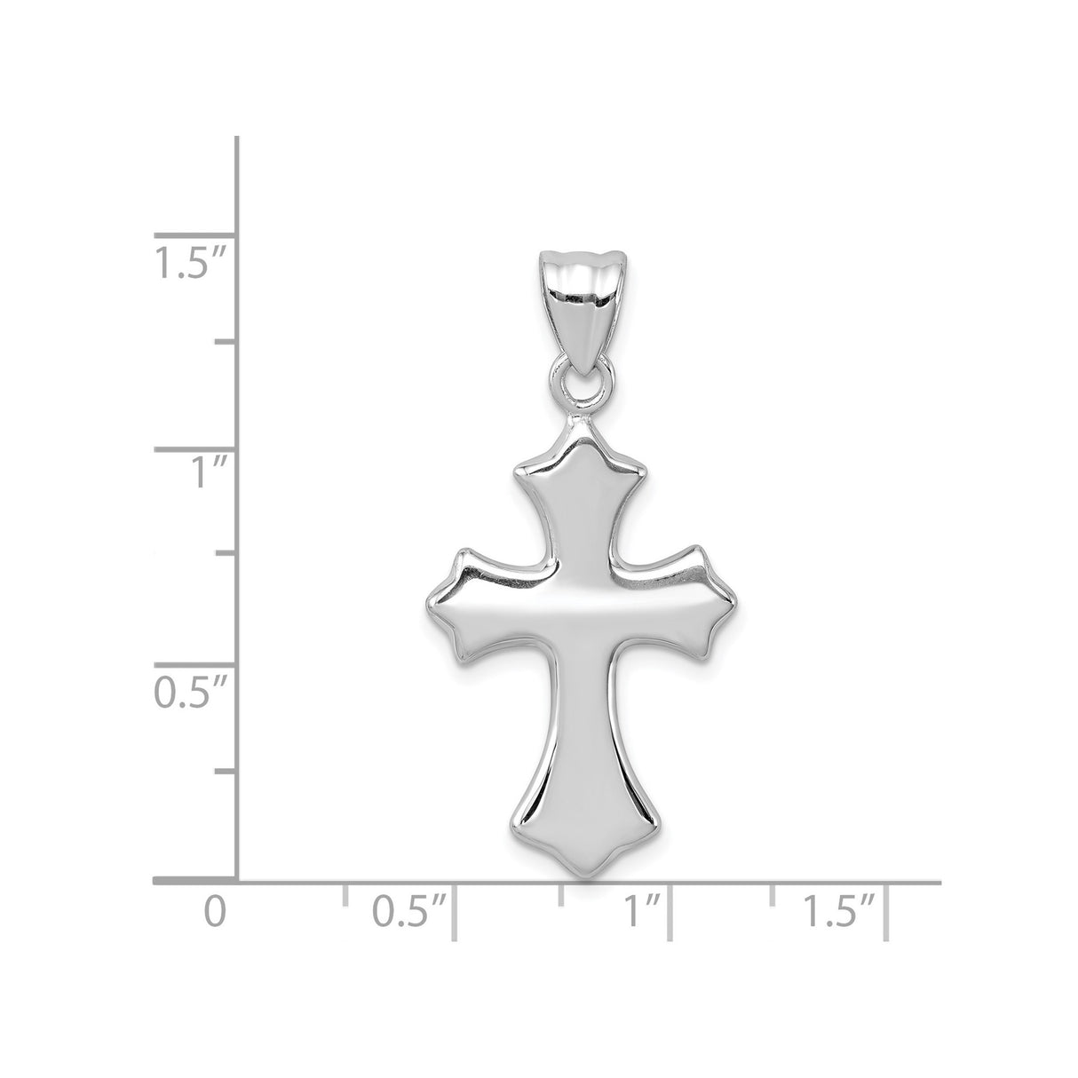 Sterling Silver Cross Pendant with Beveled Edges and Fleur de Lis Design
