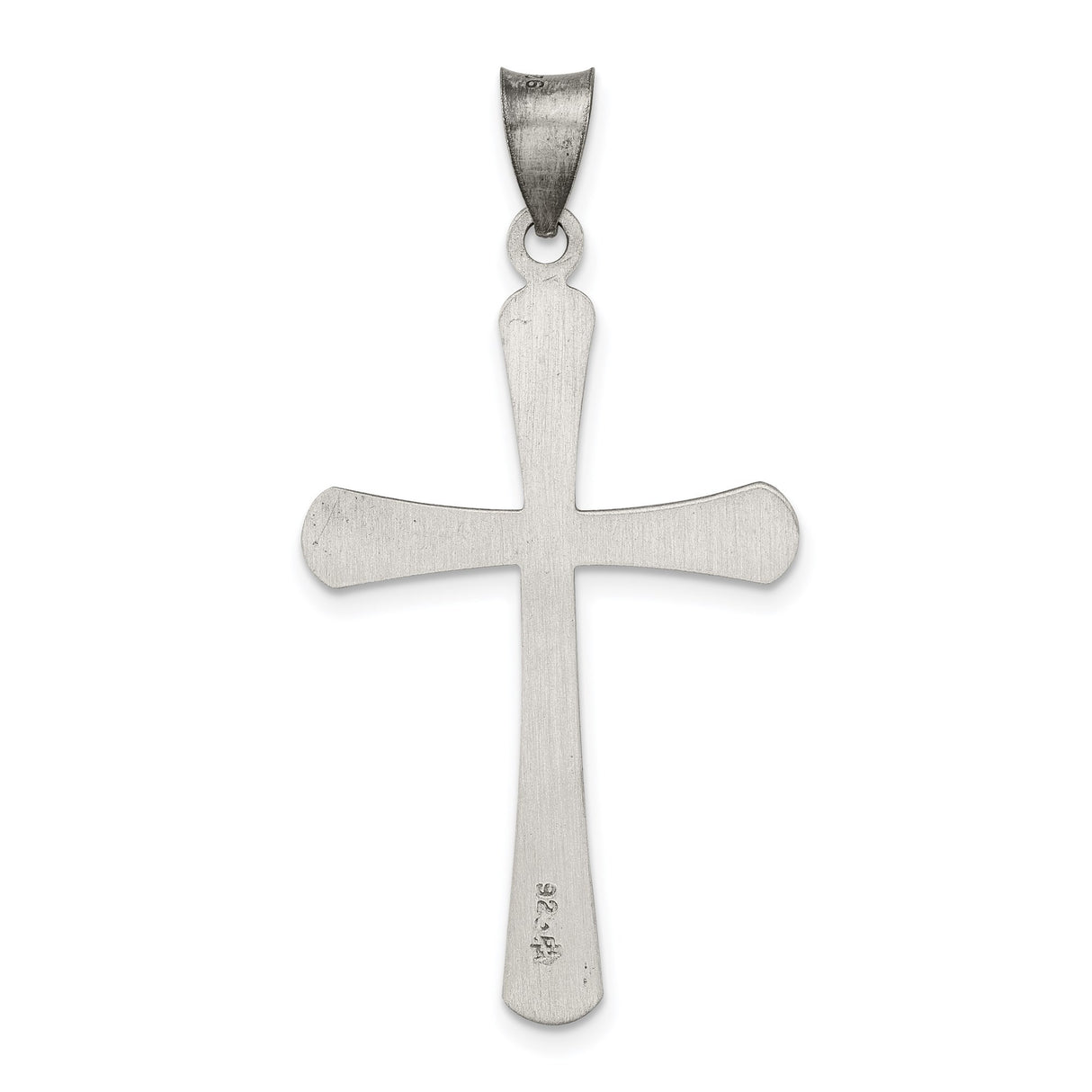 Sterling Silver Cross Pendant with Oxidized Brushed Finish, Rustic Tribal Faith Design