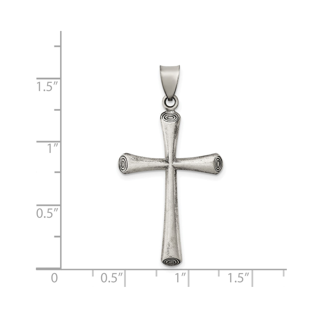 Sterling Silver Cross Pendant with Oxidized Brushed Finish, Rustic Tribal Faith Design