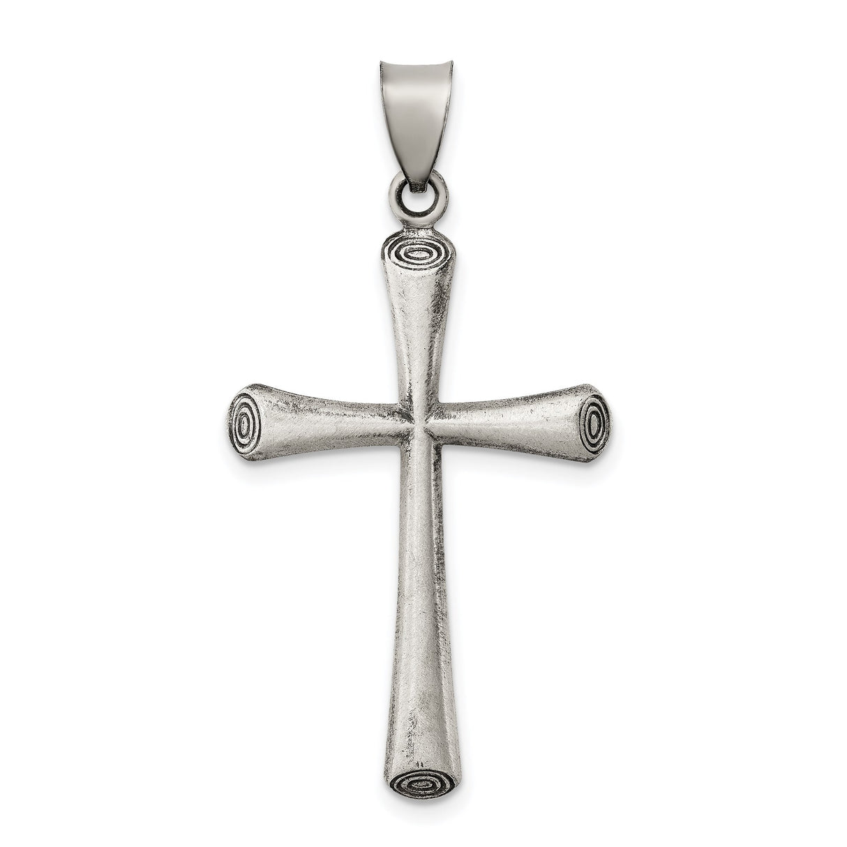 Sterling Silver Cross Pendant with Oxidized Brushed Finish, Rustic Tribal Faith Design