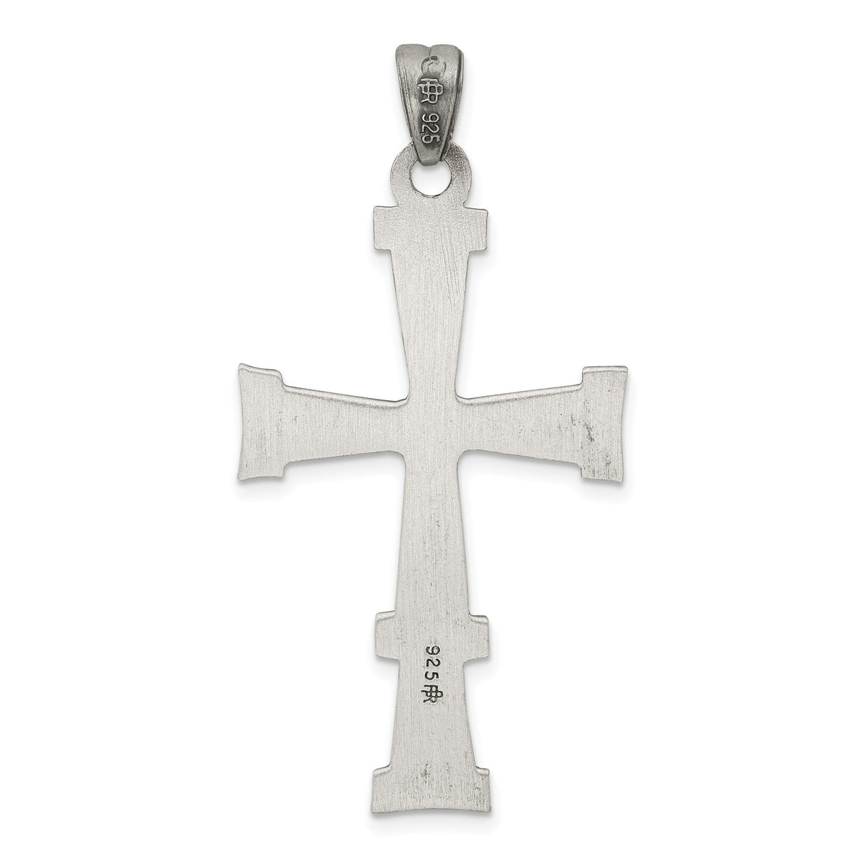 Sterling Silver Latin Cross Pendant with Brushed Finish and Oxidized Detail
