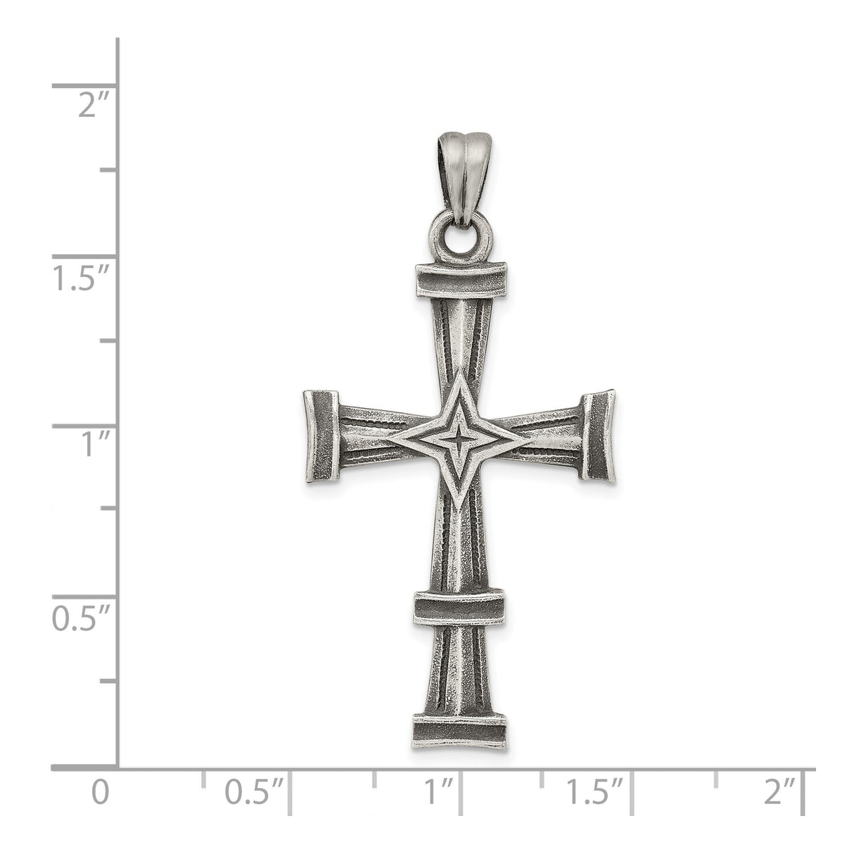 Sterling Silver Latin Cross Pendant with Brushed Finish and Oxidized Detail