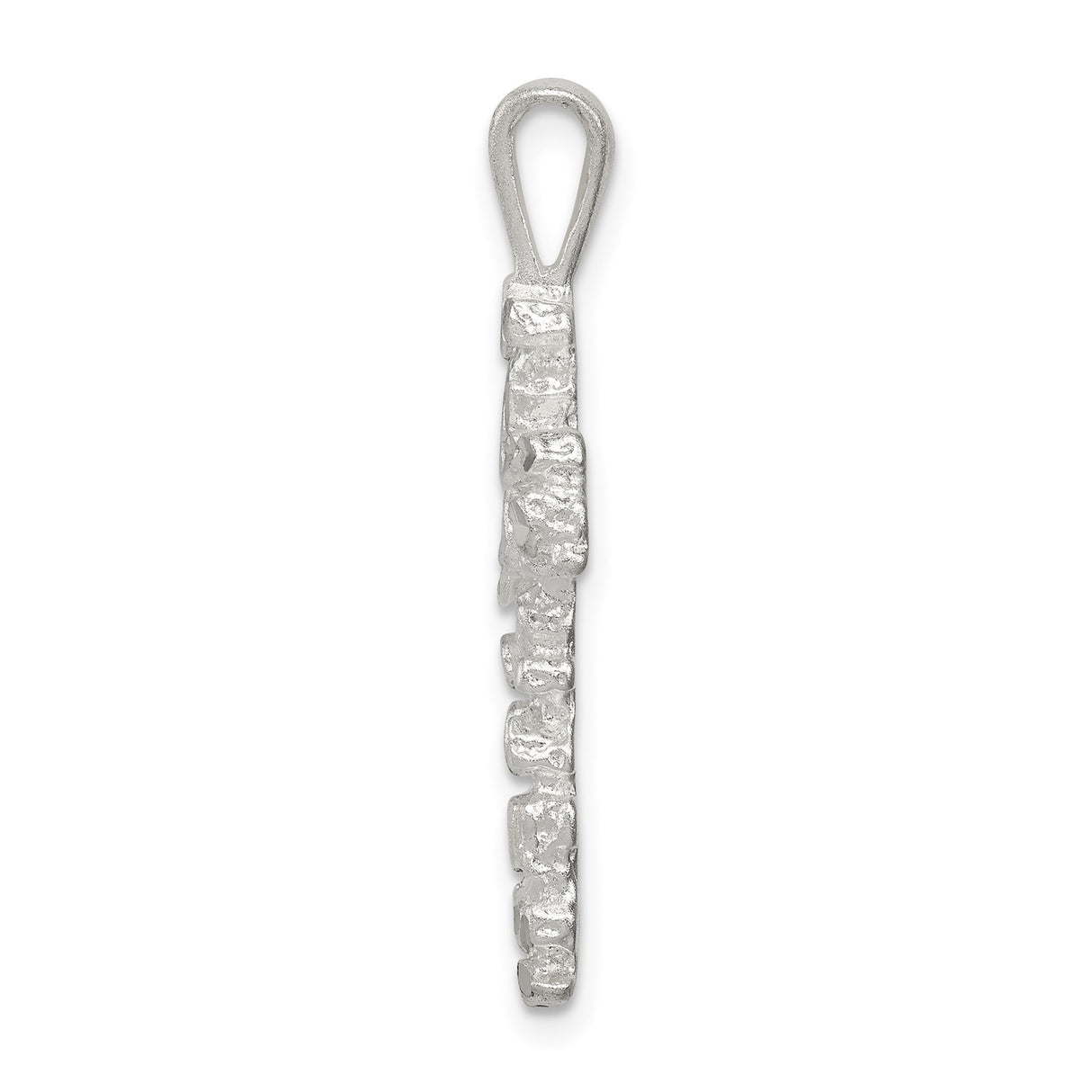 Sterling Silver Textured Cross Pendant with Diamond Cut Accents, Rugged Faith Design